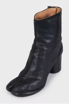 Black Tabi leather ankle boots