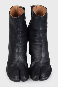Black Tabi leather ankle boots