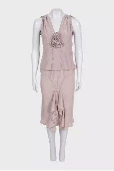Vintage pink top and skirt suit