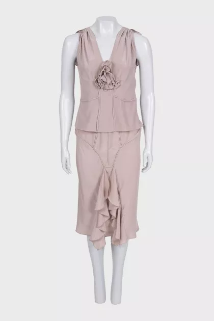 Vintage pink top and skirt suit