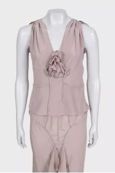 Vintage pink top and skirt suit