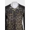 Animal print leather jacket