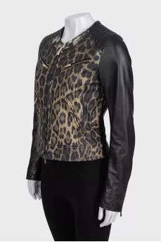 Animal print leather jacket