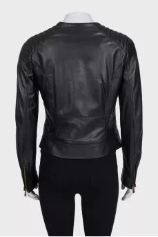 Animal print leather jacket