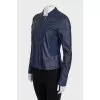 Fitted blue leather jacket