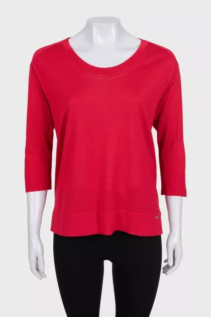 Straight jumper made of cashmere and silk