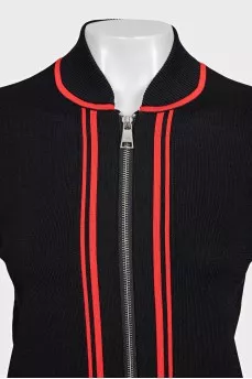 Black zip-up cardigan with tag