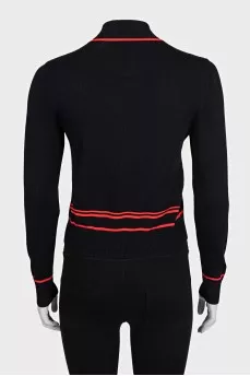 Black zip-up cardigan with tag