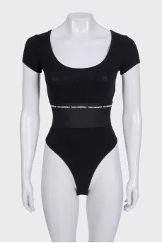 Black bodysuit with logo