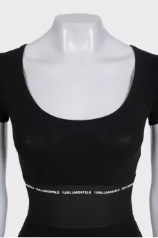 Black bodysuit with logo