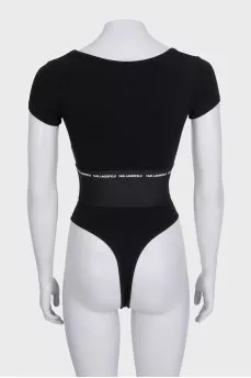 Black bodysuit with logo
