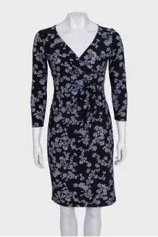 Printed bodycon dress with a V-neck