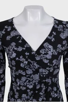 Printed bodycon dress with a V-neck