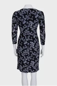 Printed bodycon dress with a V-neck