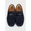 Men's blue suede loafers with logo