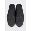 Men's blue suede loafers with logo