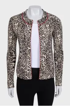 Beige printed cardigan with no fastening