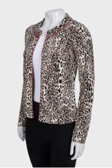 Beige printed cardigan with no fastening