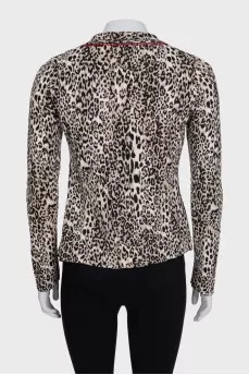Beige printed cardigan with no fastening