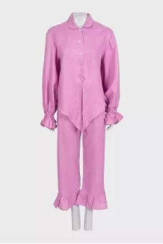 Pink suit with ruffles