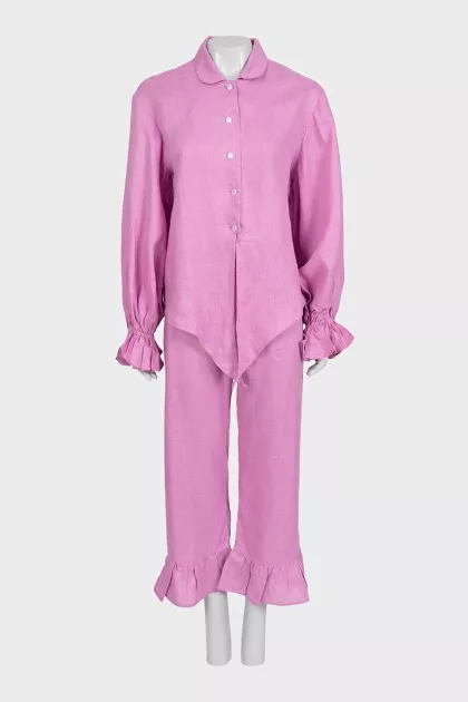 Pink suit with ruffles