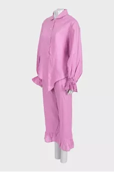 Pink suit with ruffles