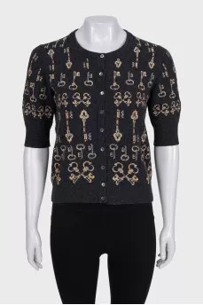 Cashmere cardigan with embroidery