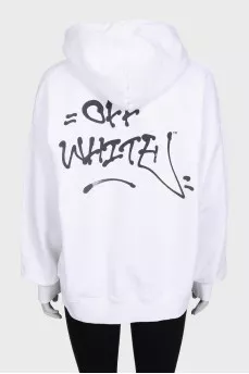 White hoodie with a printed hood