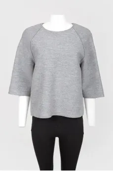 Gray wool top with zip
