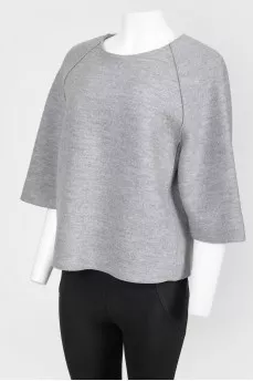 Gray wool top with zip