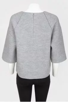 Gray wool top with zip
