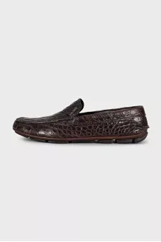 Men's brown crocodile leather shoes