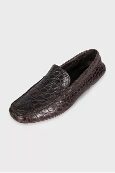 Men's brown crocodile leather shoes