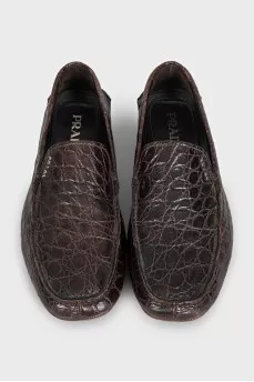 Men's brown crocodile leather shoes