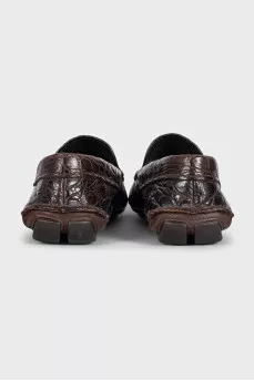 Men's brown crocodile leather shoes