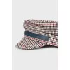 Checkered cap with leather logo
