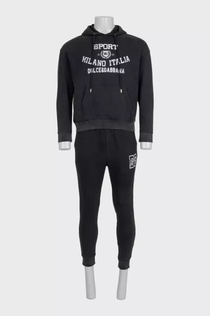Men's black printed tracksuit