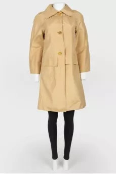 Slim Beige A-line Trench Coat
