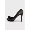 Black high heels with lace