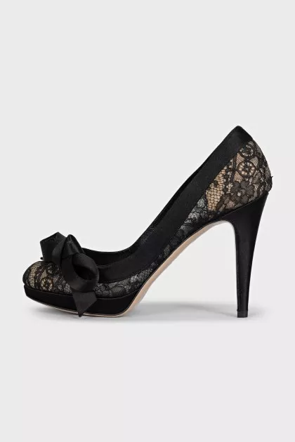 Black high heels with lace