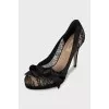Black high heels with lace