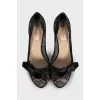 Black high heels with lace