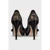Black high heels with lace