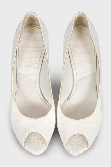 Leather embossed heels
