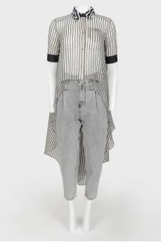 Transparent asymmetric blouse