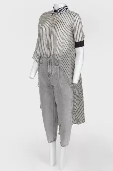 Transparent asymmetric blouse
