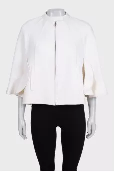 White cropped wool coat