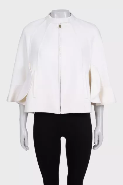 White cropped wool coat