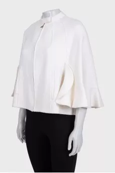 White cropped wool coat