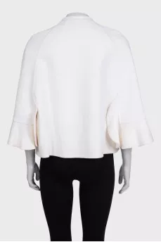 White cropped wool coat